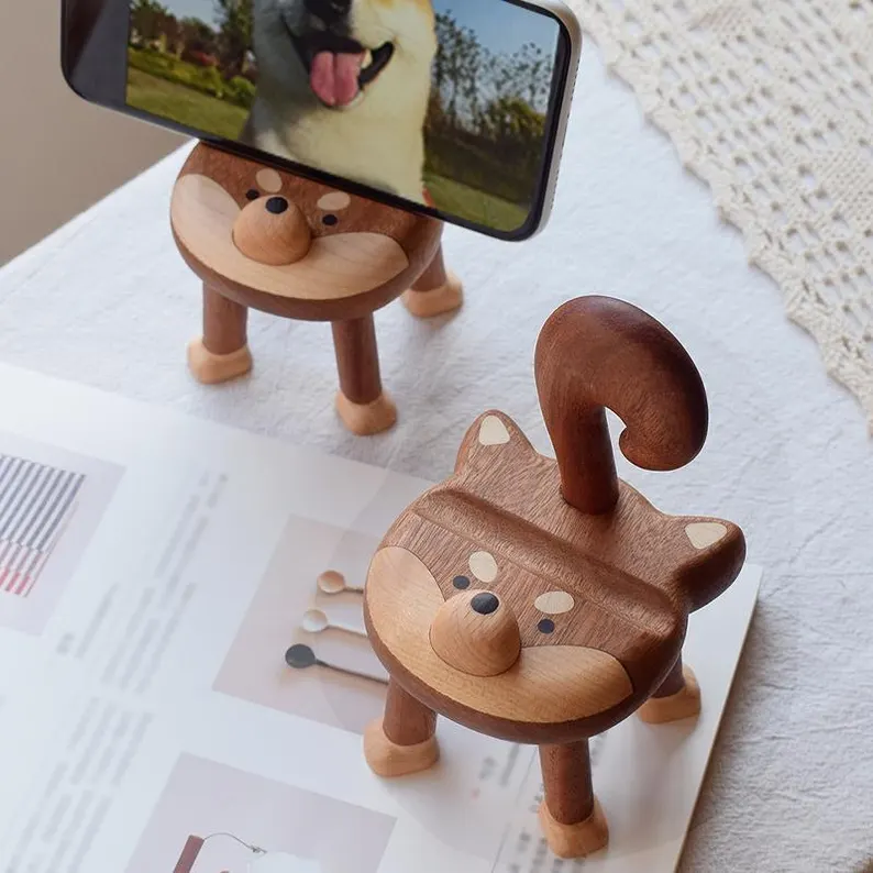 Dog Wooden Phone Stand 2